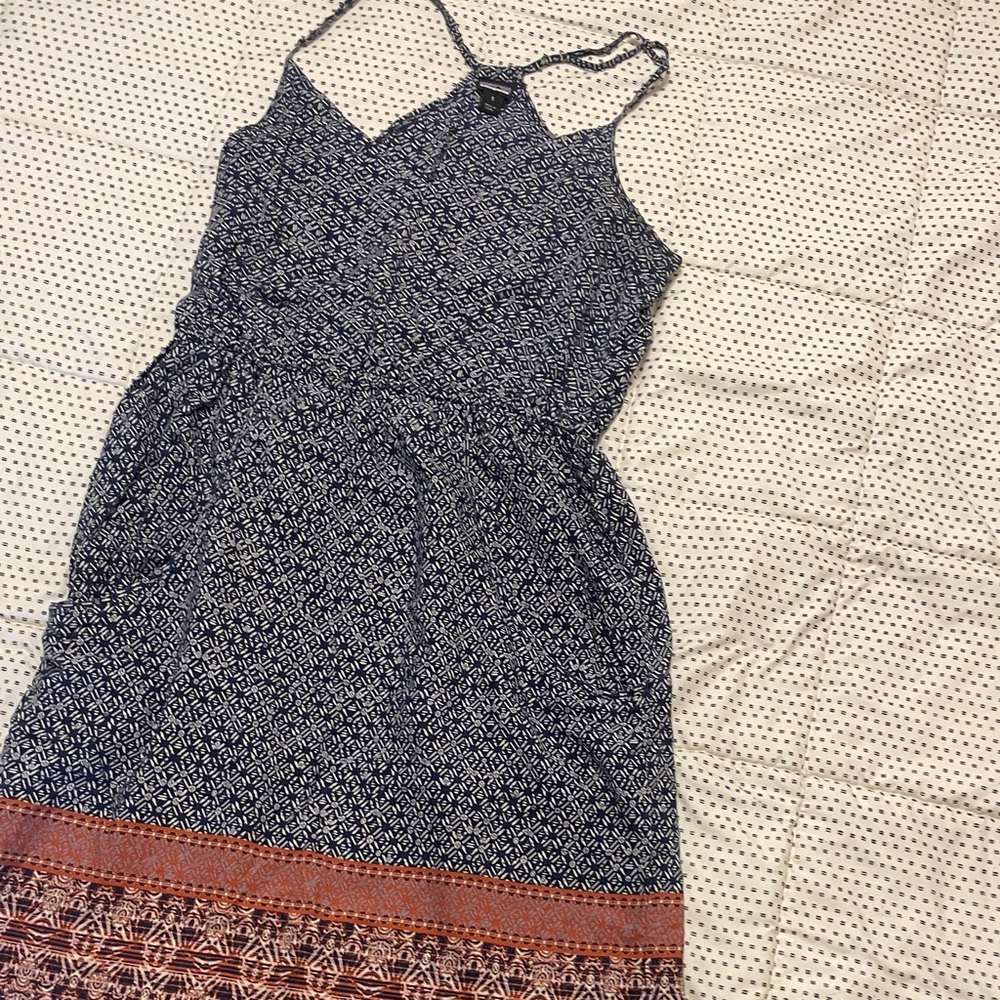 Patagonia Navy and Rust Patterned Midi Dress